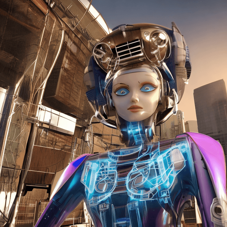 AI generated: 4K, ultra hd, masterpiece, best quality, cybernetic robot ((female mechanical android, standing tall...