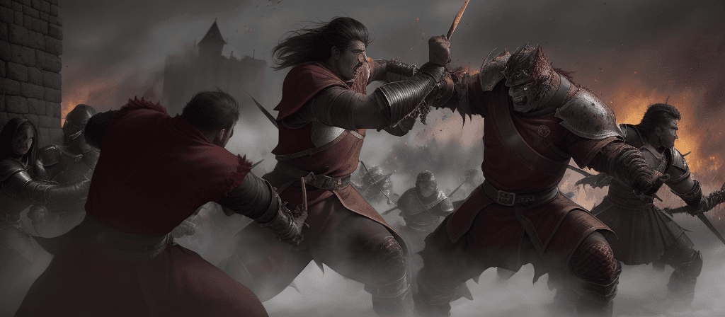 AI generated: Picture a present scene as Kiro and his team breach the fortress walls. Massive and fearsome Slaught...
