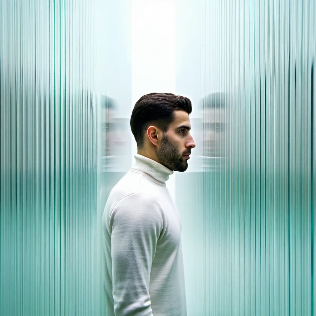 AI generated: high resolution photography,front central profile,man facing front,gaze to front,wearing a white tur...