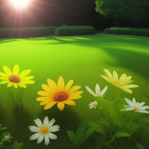 AI generated: Flower lawn sun bright light greenery