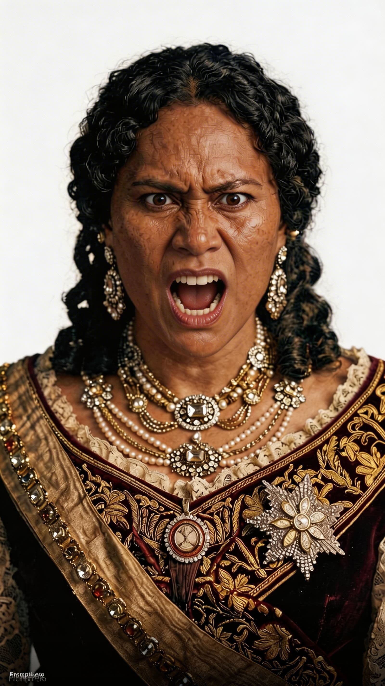 AI generated: make her rage expression should be extremely angry mouth and eyes should show rage