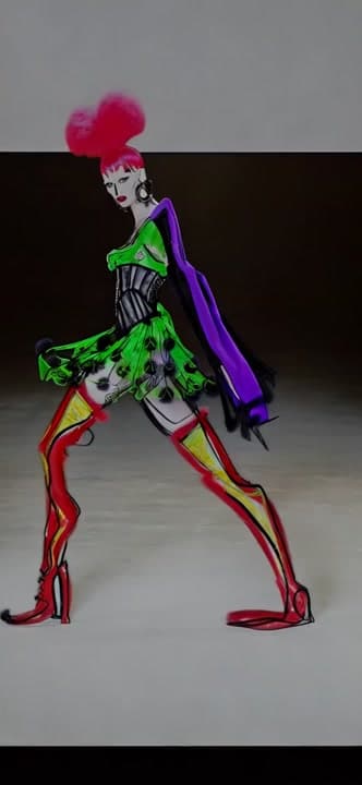 AI generated video: give alive to this supermodel and fashion haute couture and luxry style respect my design et my styl...