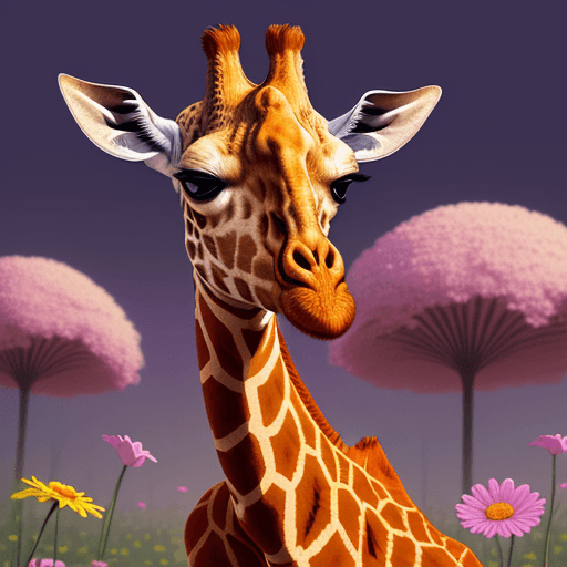 AI generated: giraffe in flowers by artist arne thun, in the style of natalia rak, 8k resolution, vintage aestheti...