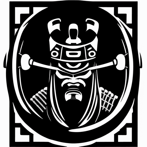 AI generated: 
logo, faceless samurai with the name of 13 ronin