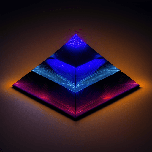AI generated: Photo of a ultra realistic 
a realistic top-down pyramid, at night with lights at its base
