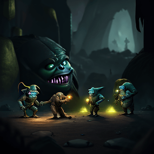 AI generated: bogtroll war with golems, secret, sneaky, devious, masters, 8k, nanites, no errors, perfect, volumet...