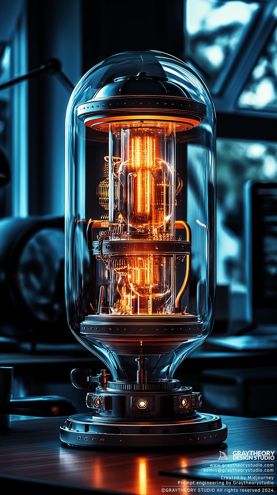 AI generated: photogrpahy, table Lamp, contrast of the background