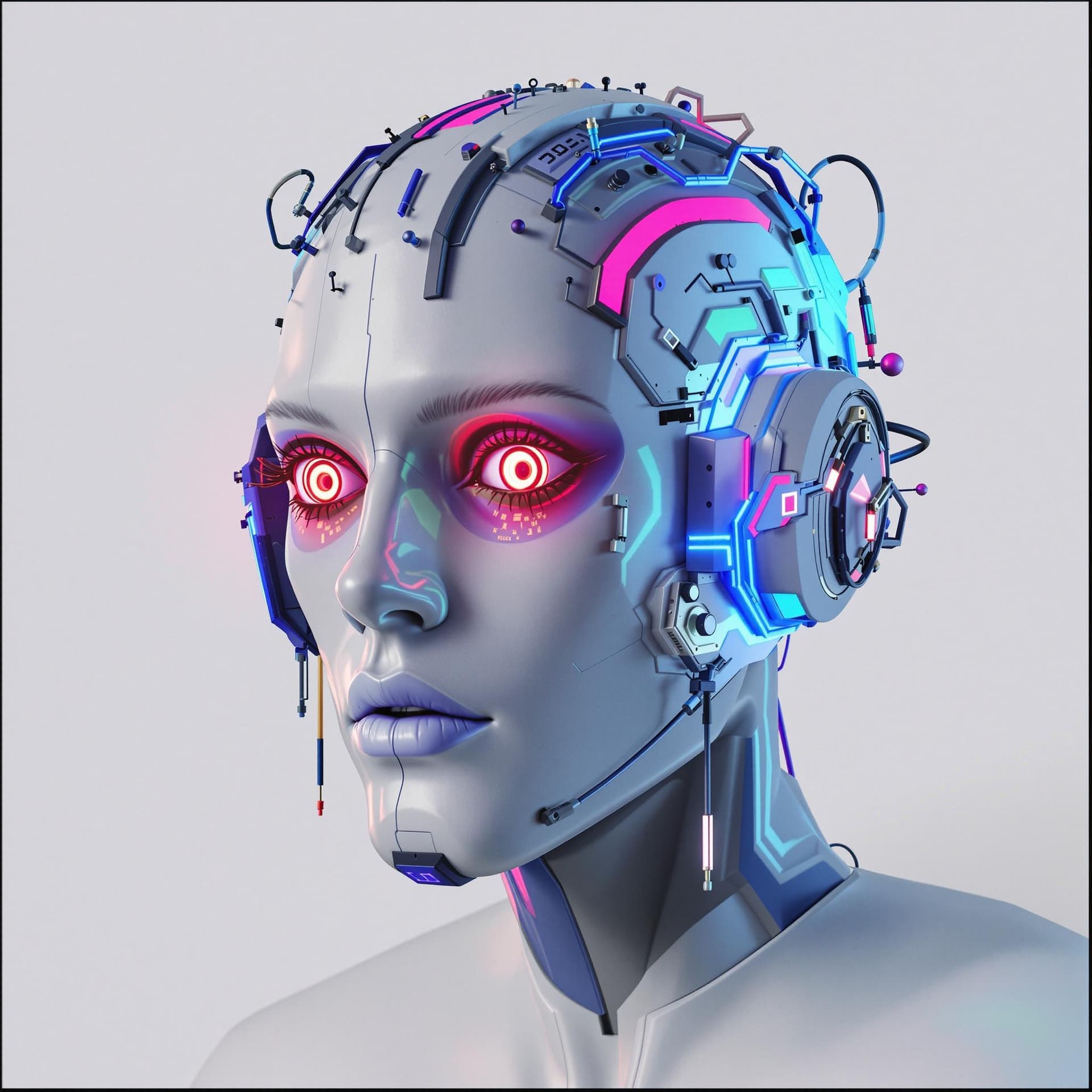 AI generated: 3d 90s rave Techno hybrid  head