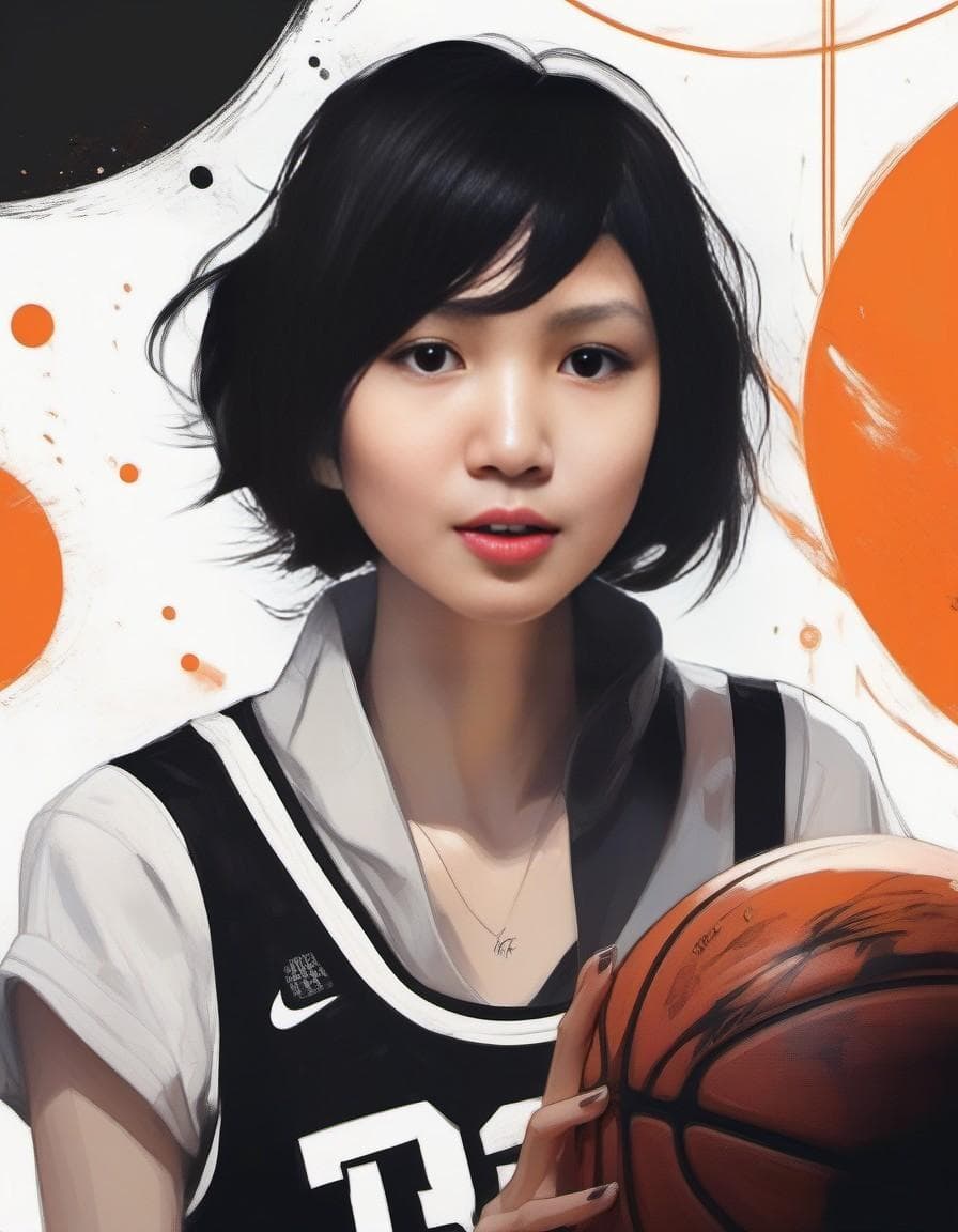 AI generated: a ultradetailed beautiful panting of a woman dribbling a basketball, by conrad roset, greg rutkowski...