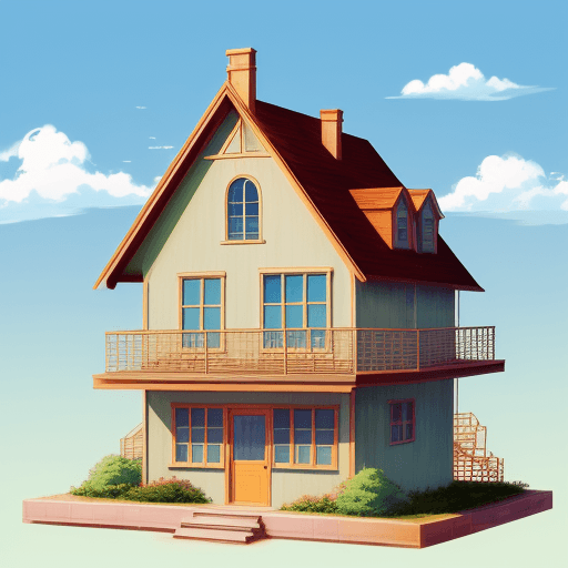 AI generated: Anime, cartoon beautiful background, dream house