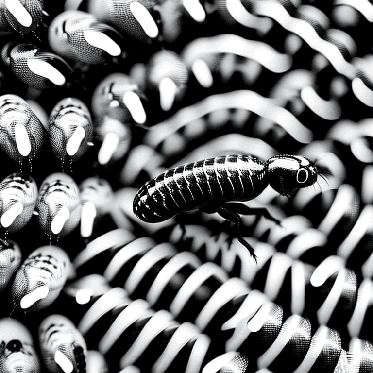AI generated: concept art of a vector illustration png with a close up of a dancing maggot ,black and white