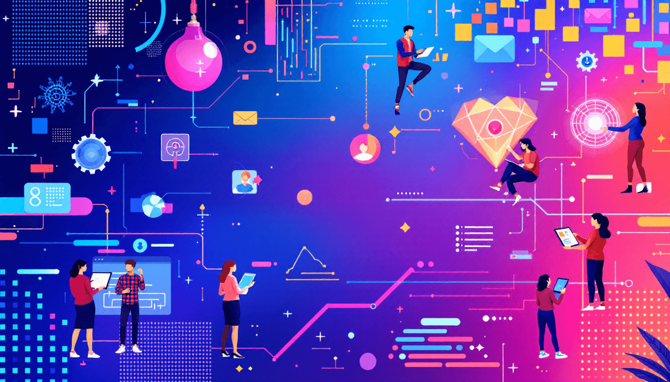 AI generated: A modern and dynamic banner with a vibrant digital background featuring abstract grids, pixels, and ...