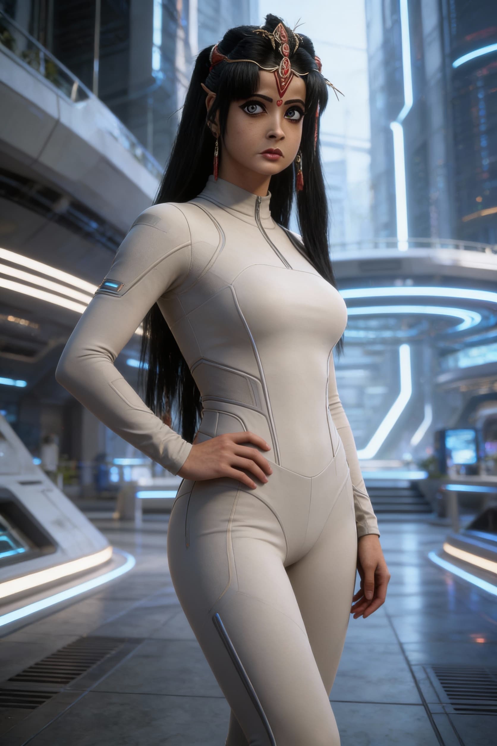 AI generated: Create a new image of the reference character: this AI Female. Match the character in the Reference ...