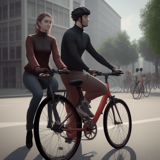 AI generated: render, 8kTen people, handsome men and beautiful ladies riding bicycles
