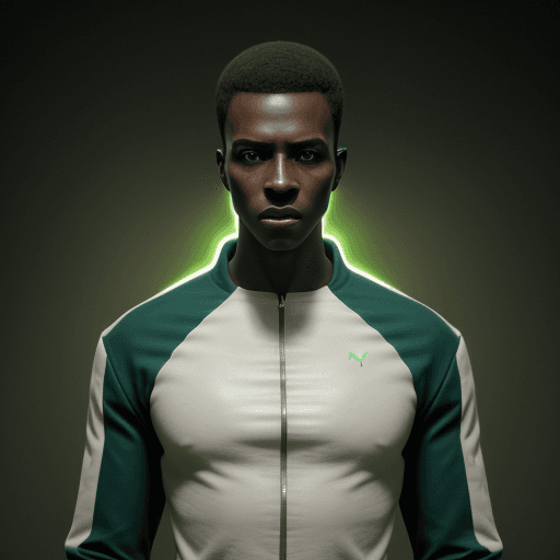 AI generated: Full length, front view hyper realistic photo, arms at sides, glowing dark brown eyes, fair skinned ...
