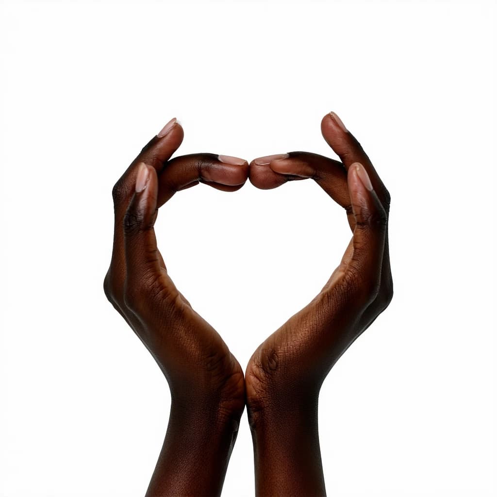 AI generated: heart shaped hands over pussy