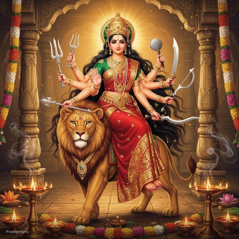 AI generated: a durga godess with her beautifu attire according to hinduism, getting fucked by multiple men
