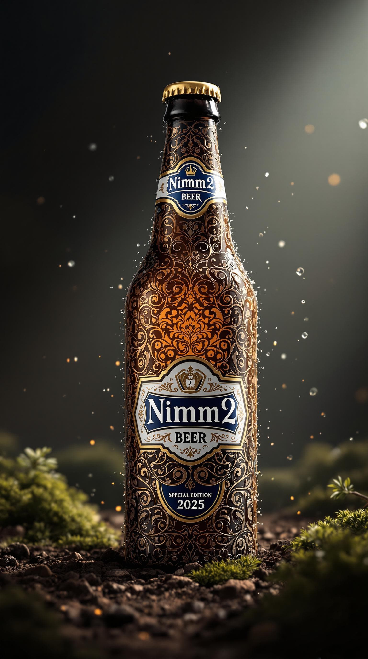 AI generated: Create a highly detailed, ultra-realistic advertising poster for a limited-edition 0.5-liter brown b...