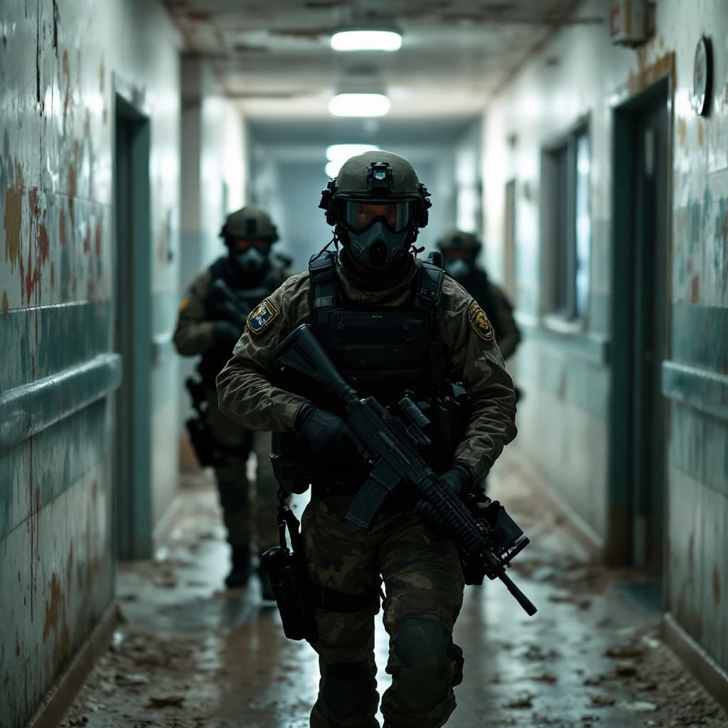 AI generated: police Combat Team Community
the corridor of the abandoned hospital
