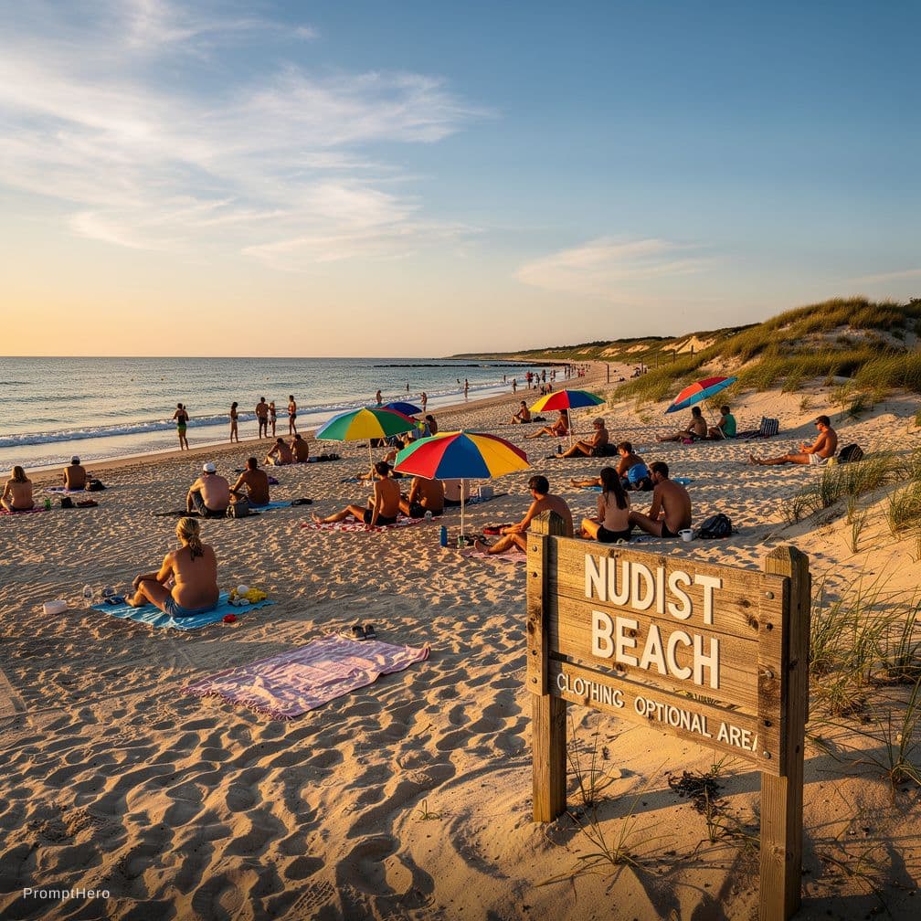 AI generated: a nudist beach 