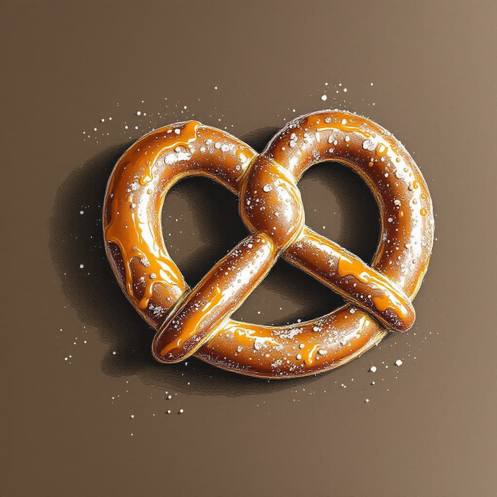 AI generated: all over print, rapport, pretzel, bread, toast and mermelade, color brown, pencil brush, spaciate