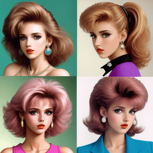 AI generated: high resolution woman bust with the 80s fashion clothes and hairstyles

