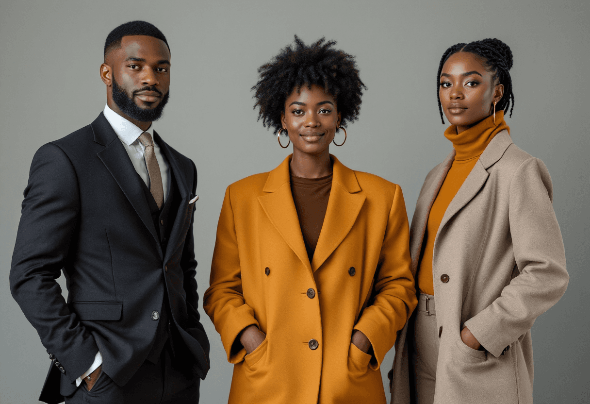 AI generated: Generate a realistic image of black tax professionals dressed in clothes related to a profession