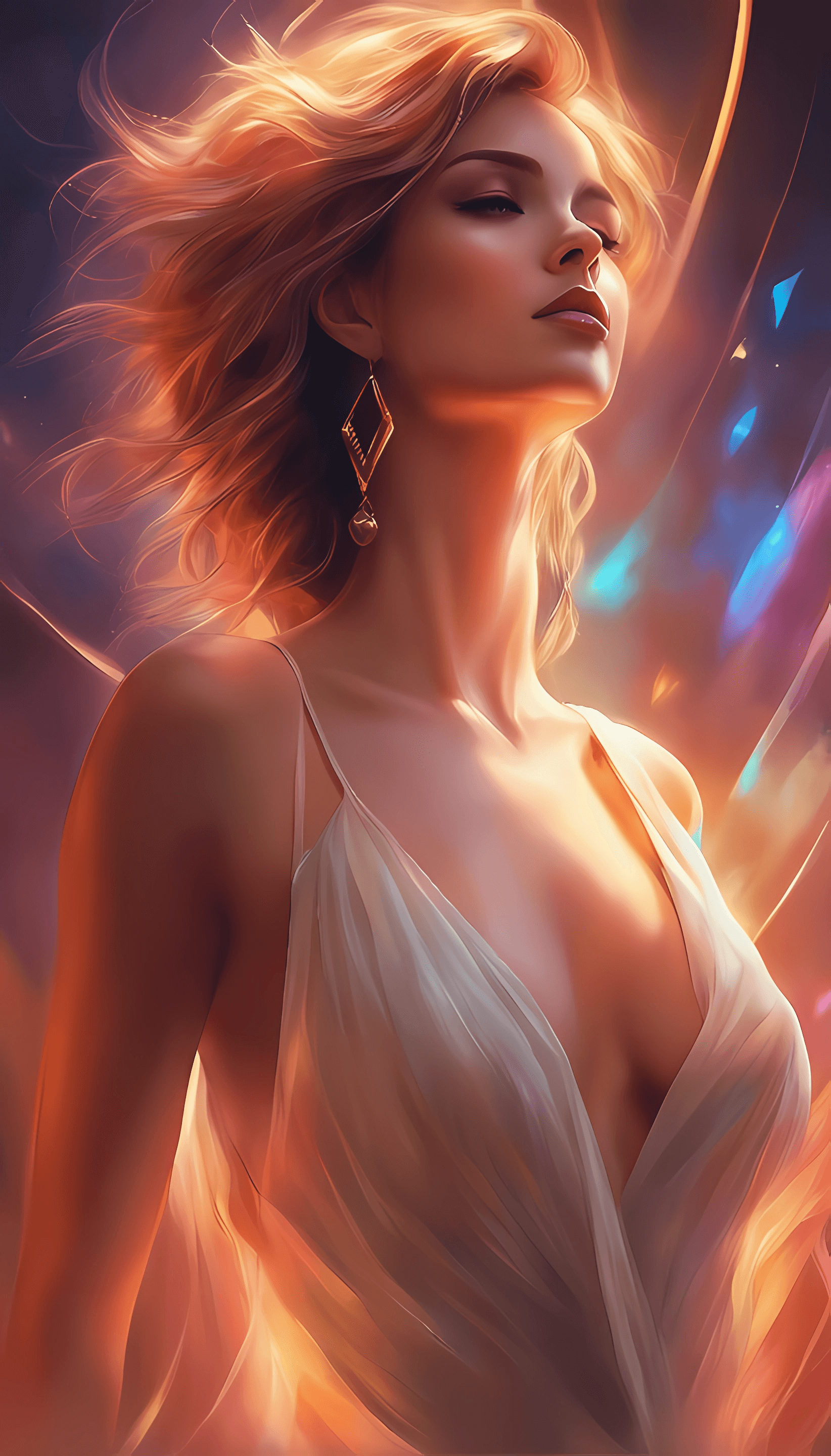 AI generated: ccent lighting, from below body portrait of stuning beautiful woman as music, wincore, stripcore, In...