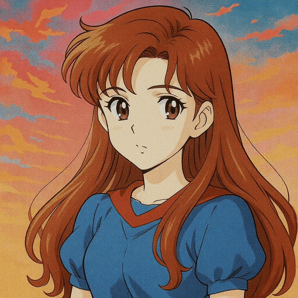 AI generated: Une fille long cheveux lisse dans le style 90’s anime vintage