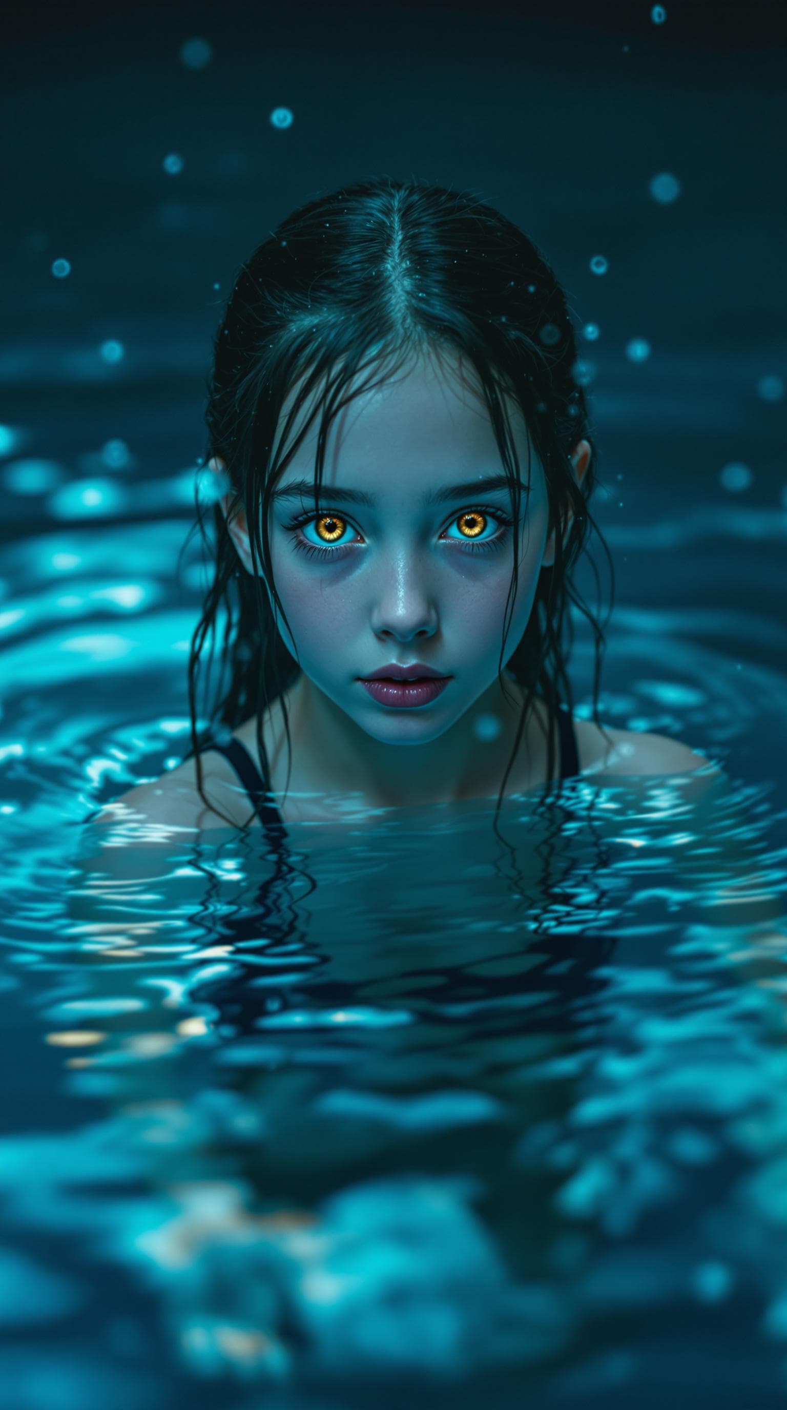 AI generated: a professional photo of a exceptionally of the most beautiful (age 11) young girl in a nightmarish p...