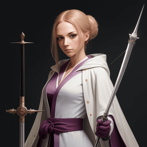 AI generated: professional portrait, medivial girl, rapier, wearing a robe
