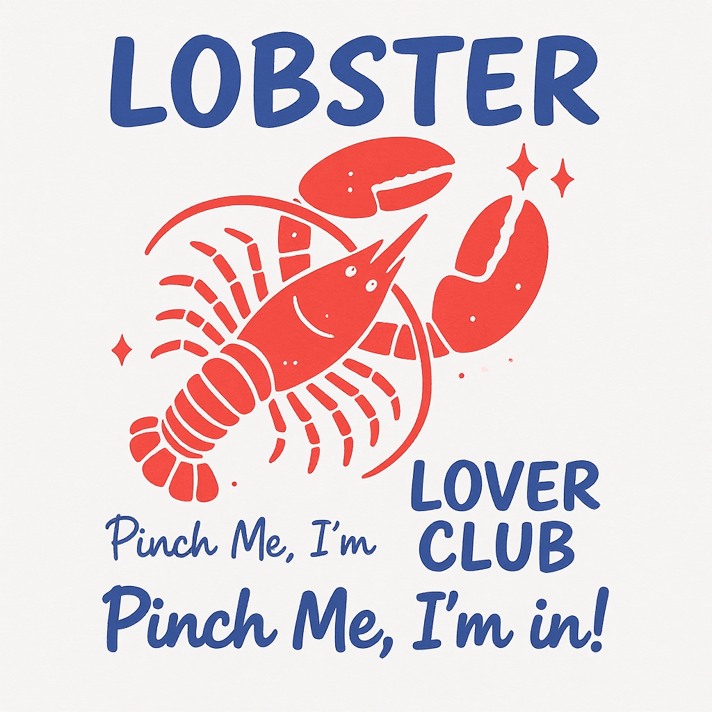 AI generated: A bold and playful digital illustration featuring a stylized coral-red lobster with cartoon-like sim...