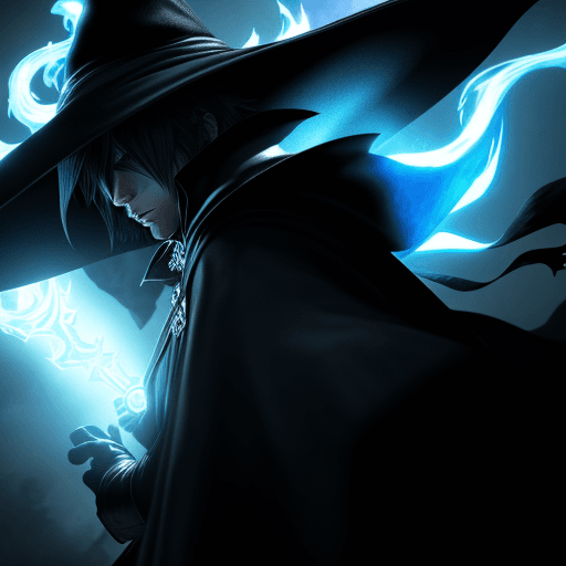 AI generated: black mage from final fantasy, final fantasy ink style, dramatic lighting, wide angle, 4k, --ar 3:2