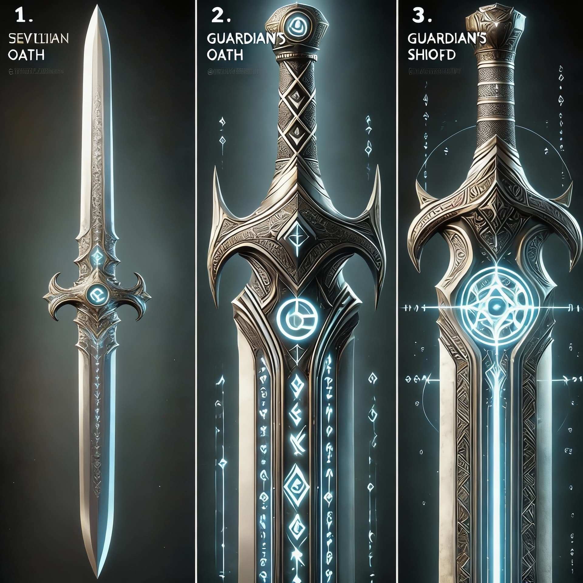 AI generated: Create long swords and give a display to showcase the sword's beauty and design. Show it from tip to...