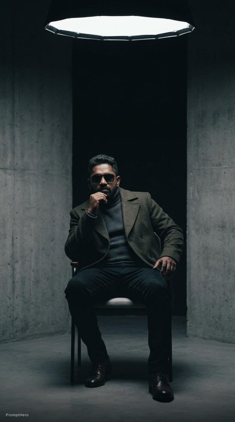 AI generated: high-end portrait photography, editorial studio photography, cinematic color grading, vertical compo...