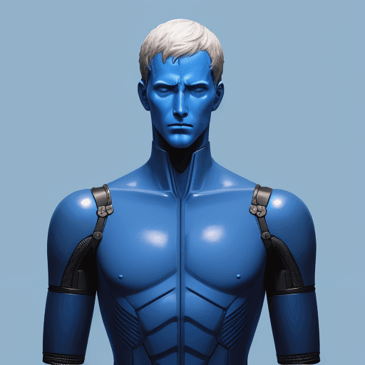 AI generated: the artificial man on a blue background, in the style of akihiko yoshida, blueprint --ar 4:3