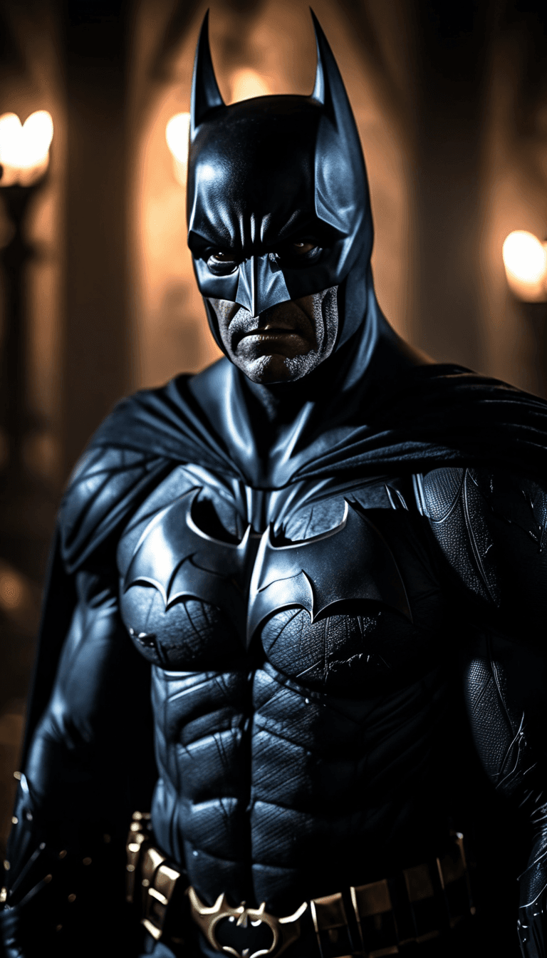 AI generated: Portrait of a very sinister looking Batman with a scary pose, cinematic 4k epic detailed bokeh hbo d...