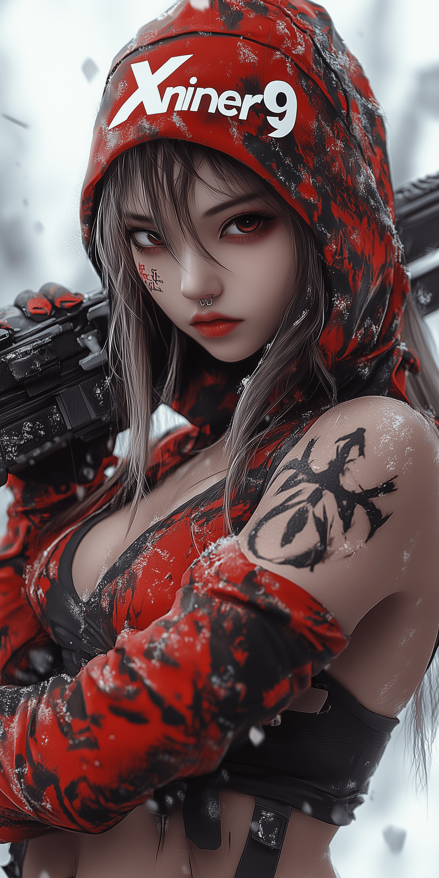 AI generated: An Anime Female Character Called Xniner9, Dressed As A Ninja, 