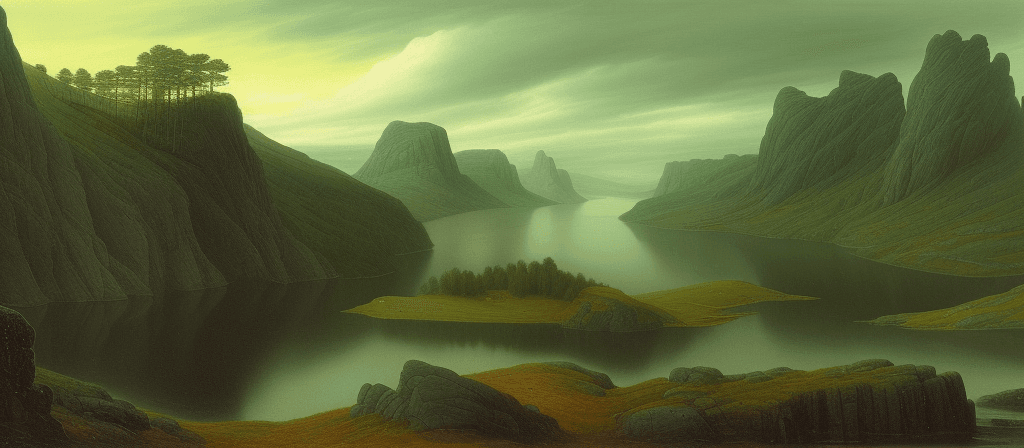 AI generated: Scandinavian landscape in the style of Caspar David Friedrich