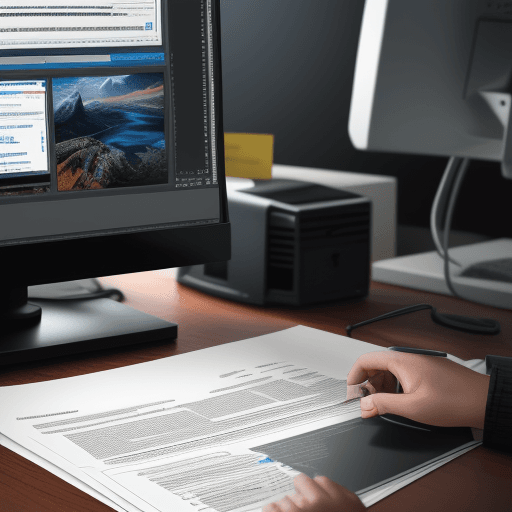 AI generated: close-up photograph of a computer automatically analyzing and sorting documents, 4k, hyper realistic...
