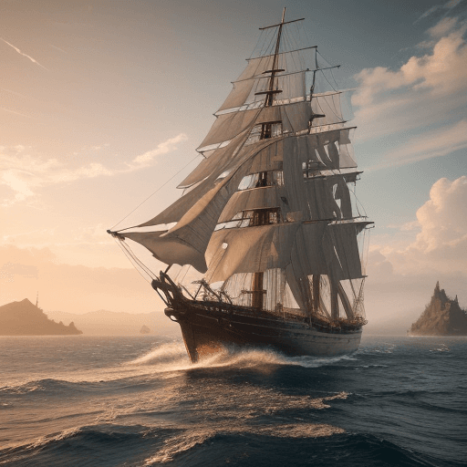 AI generated: Photo of a ultra realistic sailing ship, dramatic light, pale sunrise, cinematic lighting, battered,...
