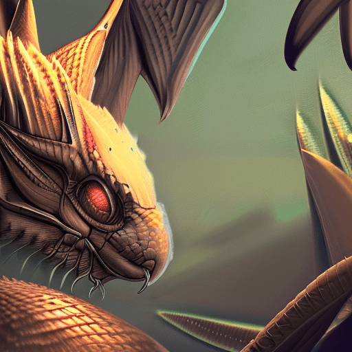 AI generated: resting dragon in a dark cave, big lizard head, hawk feather, lizard legs, lizard pose, dnd characte...