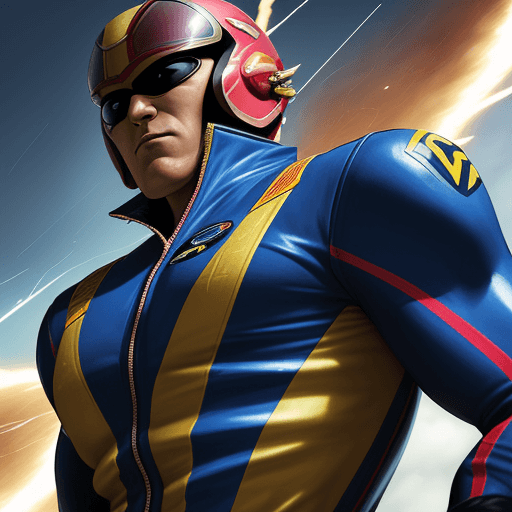 AI generated: magine Captain Falcon, the legendary F-Zero pilot, in all his glory and determination. Capture the s...