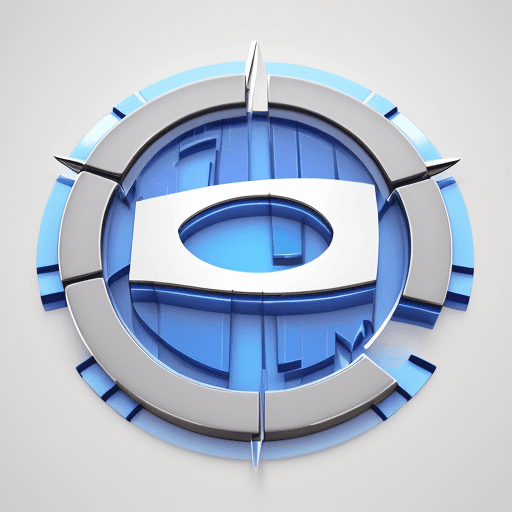 AI generated: 3D round logo, thick, embossed, blue, shiny, very elegant and graceful. The logo contains images of ...