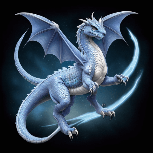 AI generated: Saphira is a majestic dragon with brilliant blue scales that reflect light dazzlingly. Initially sma...