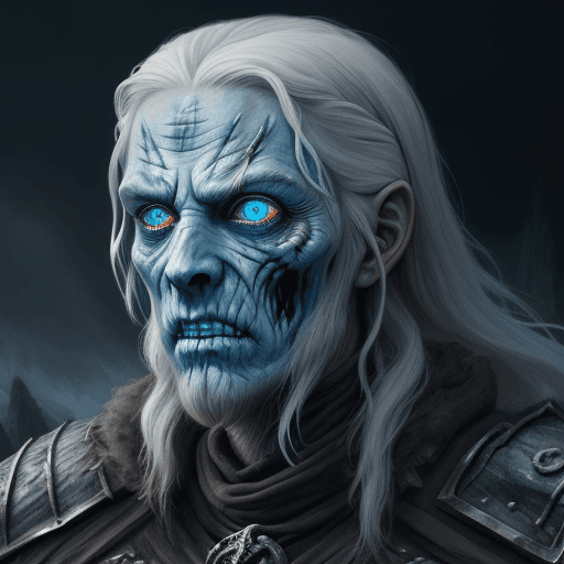 AI generated: fantasy concept art, detailed painting, portrait, norse draugr, undead, Viking, desiccated, flaming ...