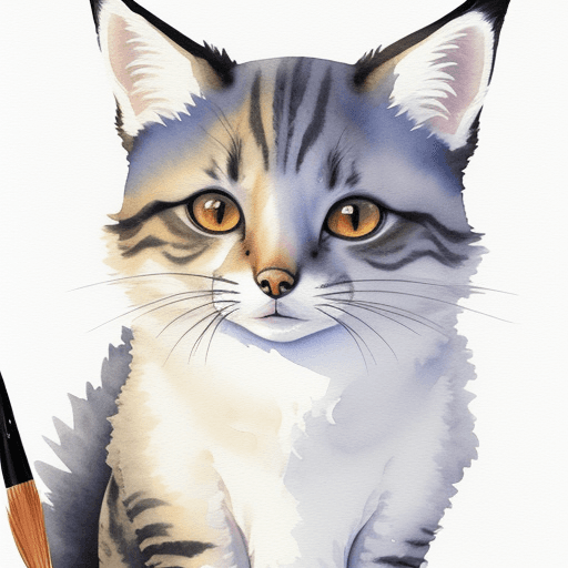 AI generated: Watercolor painting of a cat Brush paintings by Lorraine Fox featured on deviantart furry art behanc...