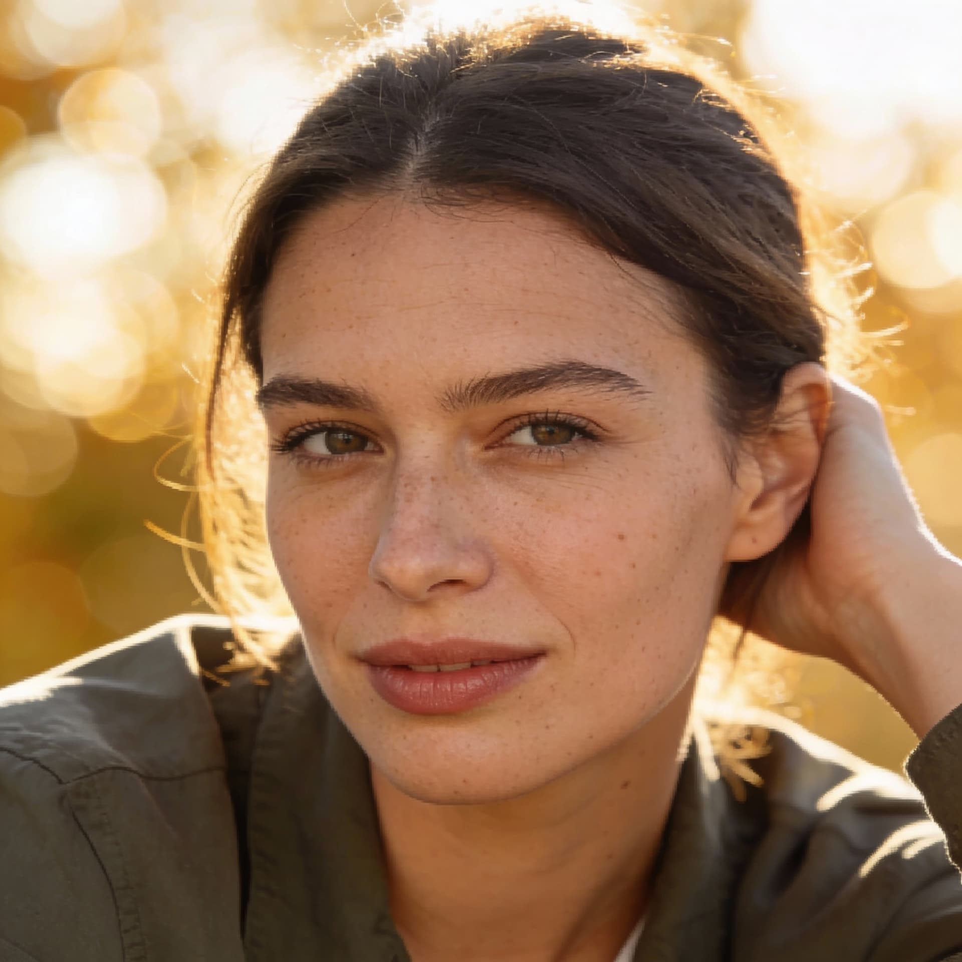 AI generated: The most realistic photography of an influencer type of woman with natural skin, texture and imperfe...