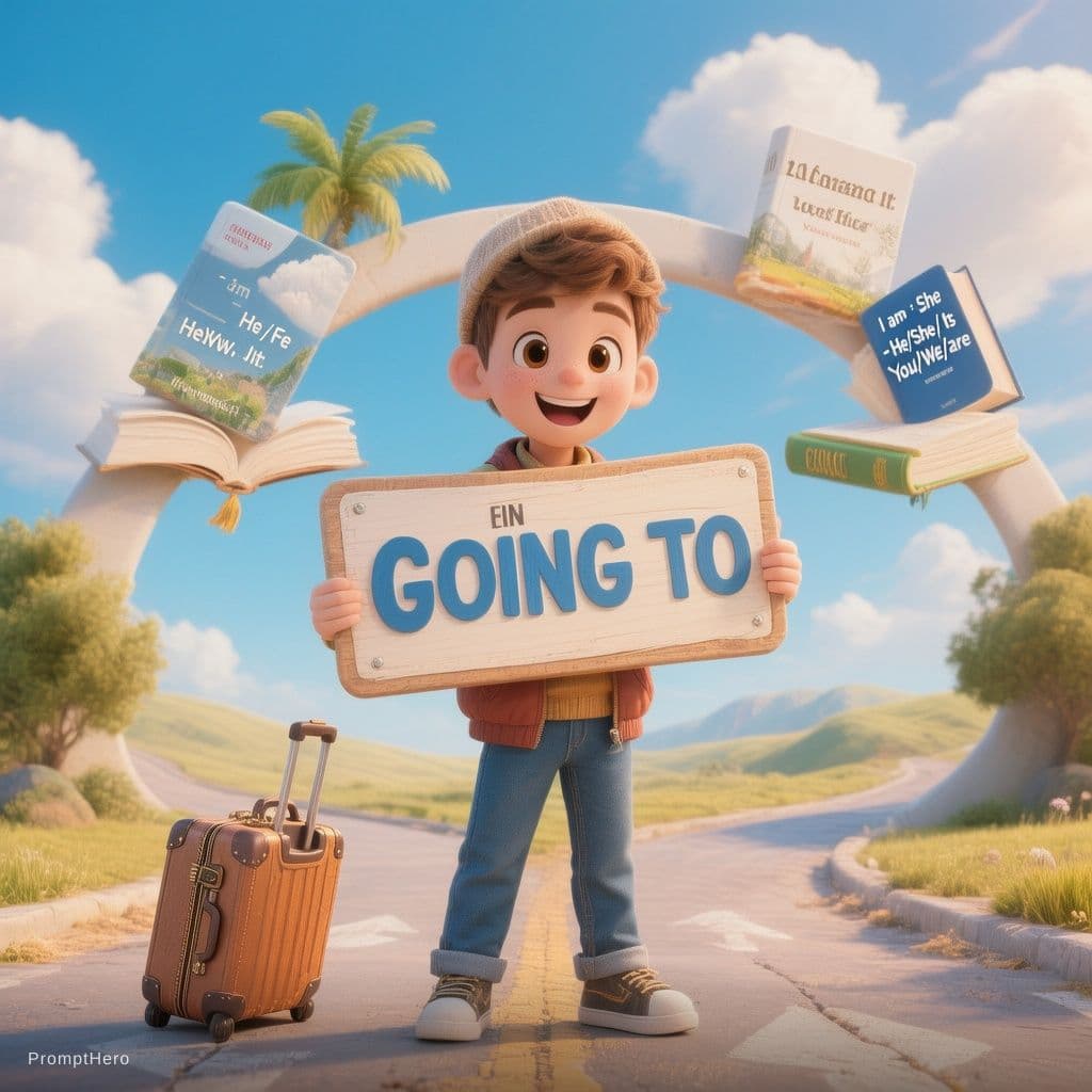 AI generated: A cute, high-quality 3D illustration of a friendly student character standing at a crossroads, holdi...