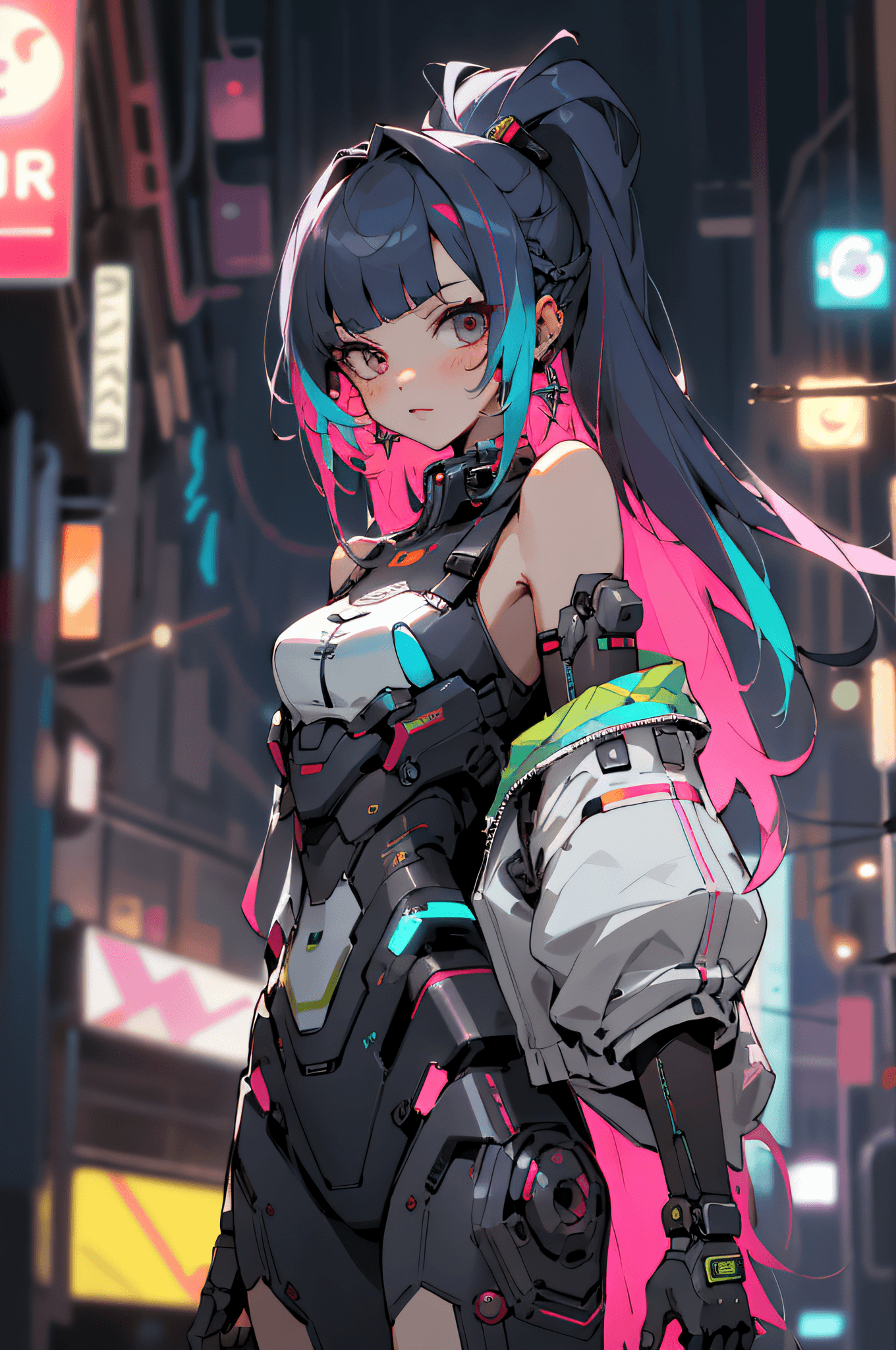 AI generated: (masterpiece, best quality, high quality, highres, ultra-detailed), cyber sttyle girl, 1girl, solo, ...